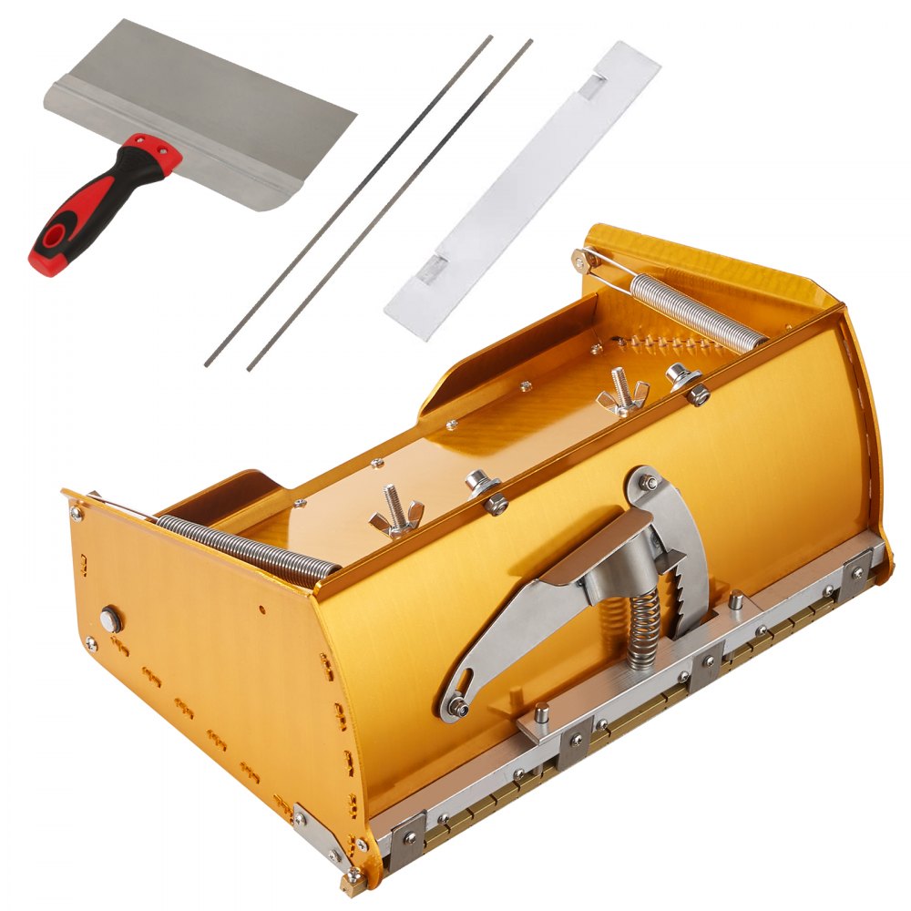 VEVOR Drywall Flat Box, 10-Inch Wide Quick Clean, Aluminum Finishing Mud Box for Plasterboard, Wallboard, Sheetrock, Bonus Mudguard, Extra 2 Stainless Steel Blades (10/12-Inch) - GQPSHYC10FWSILJM1V0