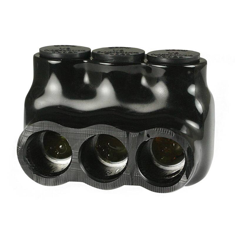 Conector de derivación múltiple aislado de un solo lado de entrada de 3 puertos, negro - ASI 1/0-14 AWG AICS1/0-3