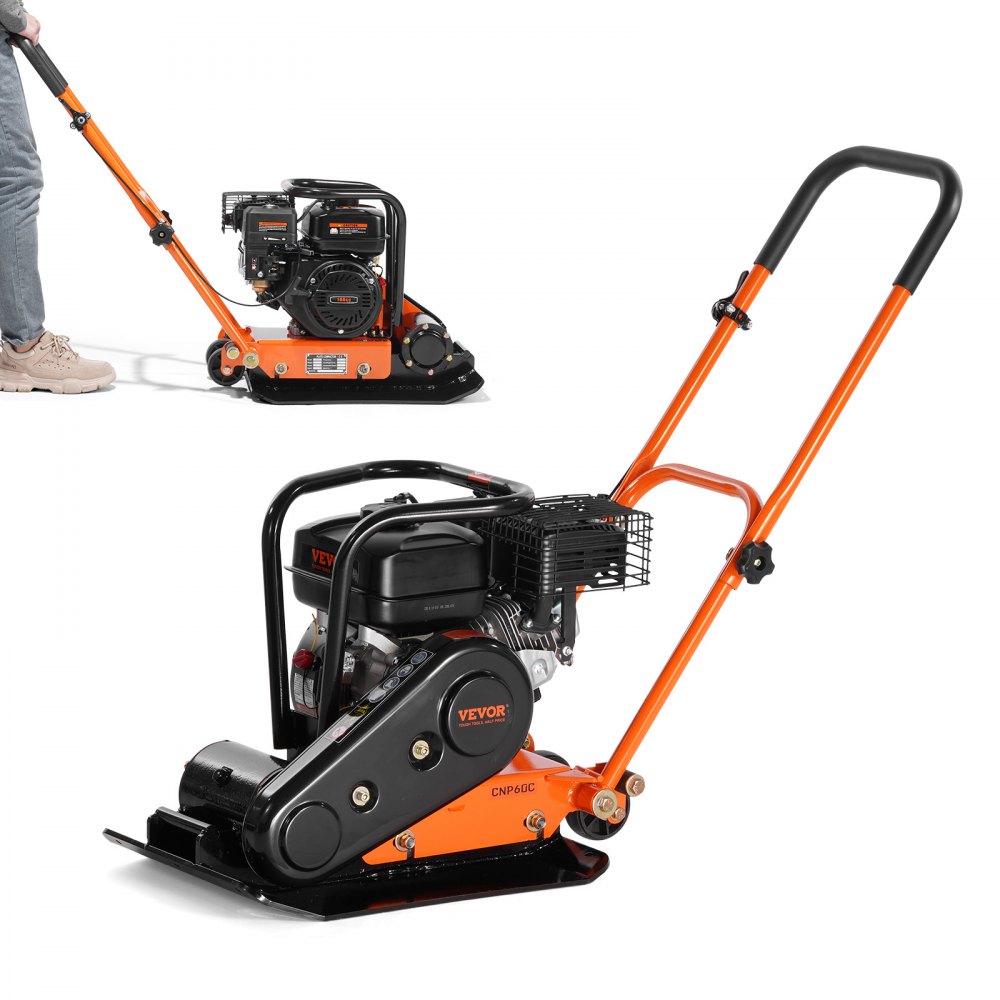 VEVOR Vibratory Compaction Tamper, 6.5 HP, 196CC Gas Engine, 4,200 lbs Force, 5,600 VPM Plate Compactor with 22.1 x 15.9 in Plate for Walkways, Asphalts, Paver Landscaping, CARB & EPA Compliant - RYPBYS35165HP8ZULV0