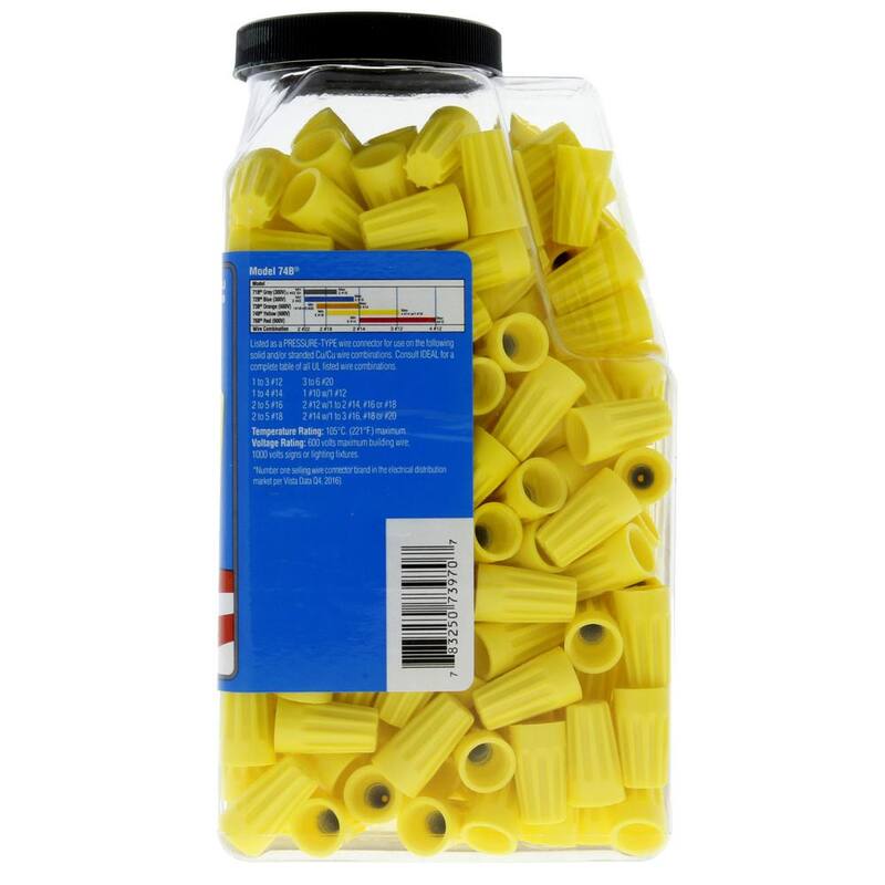 Conectores de cables WIRE-NUT amarillos IDEAL 74B (paquete de 250) - 30-1074J