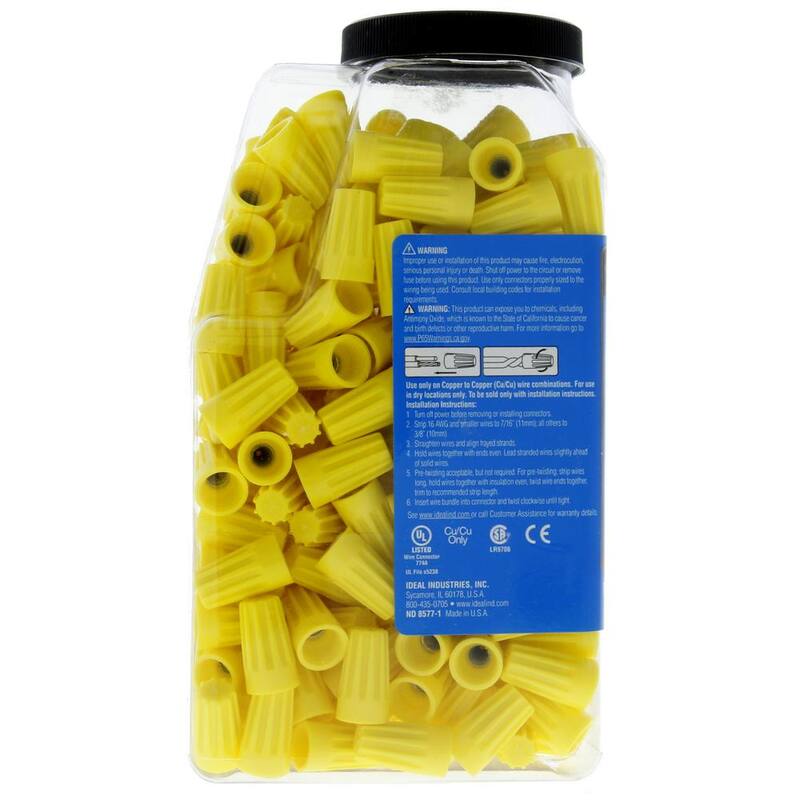 Conectores de cables WIRE-NUT amarillos IDEAL 74B (paquete de 250) - 30-1074J