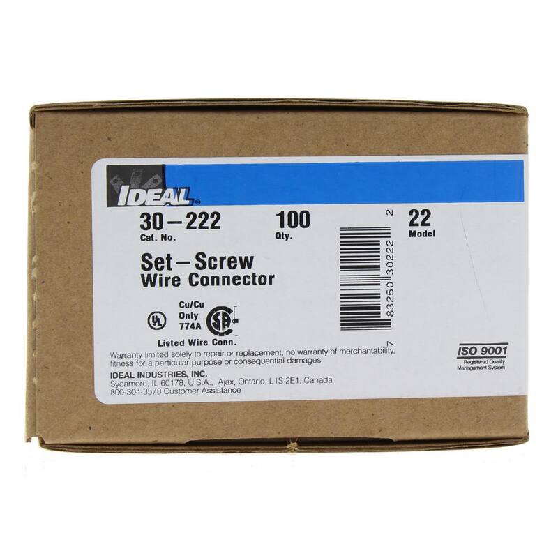 Conector de alambre con tornillo de ajuste IDEAL para Modelo 22 (100 por caja) - 30-222