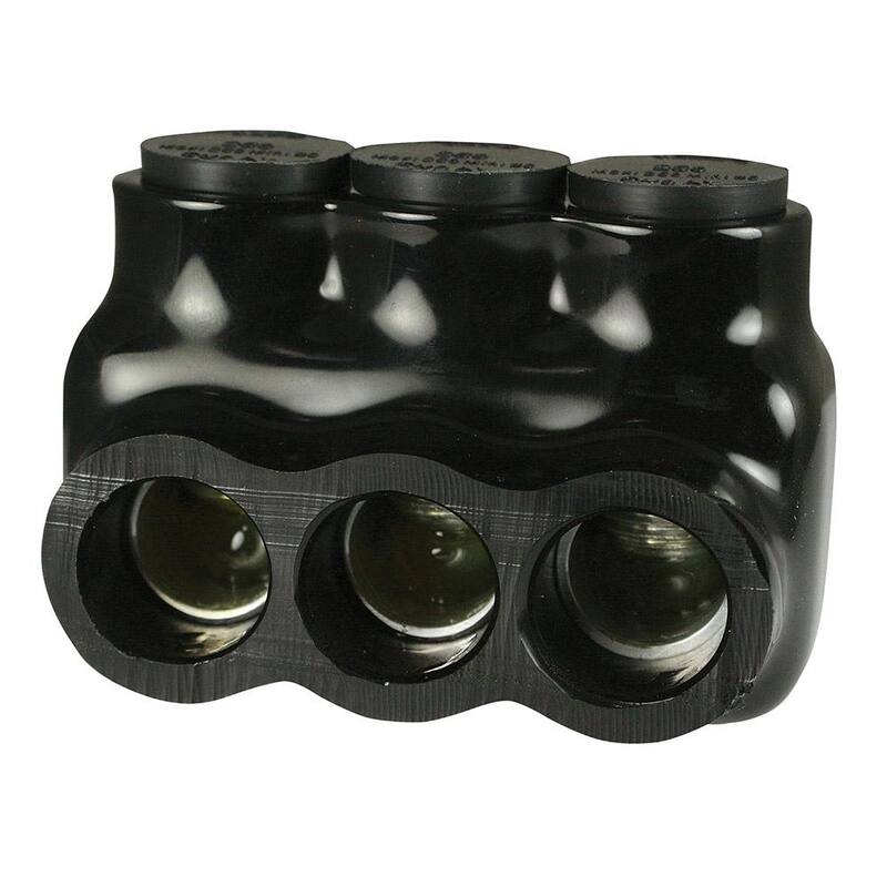 ASI 6 AWG - 250 MCM Conector de Derivación Múltiple de 3 Puertos 600 Voltios, Entrada Aislada de un Solo Lado, Negro - AICS250-3