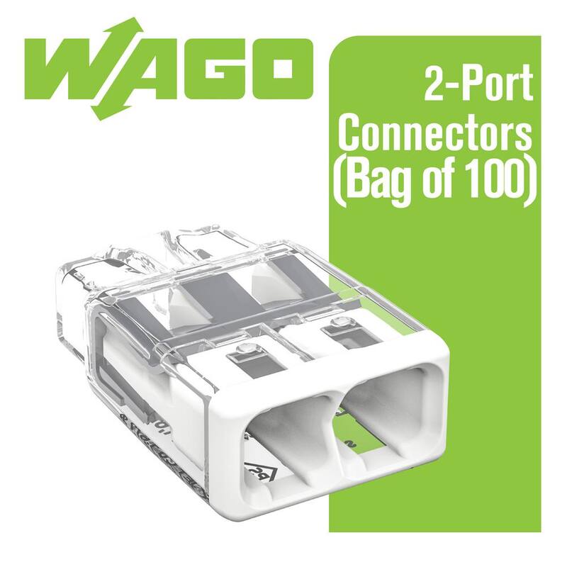 Conector de cables de inserción 2 Puertos Serie 2773 WAGO para cajas de empalme, con cubierta blanca, (paquete de 100) - 27730402K00-007