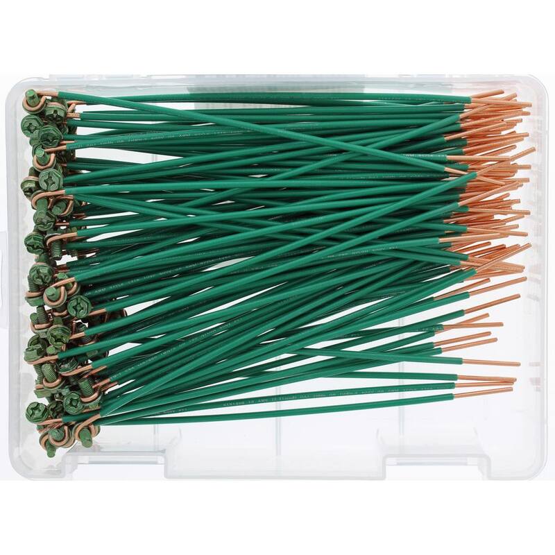 IDEAL 8 in. 12 AWG 1-Wire Solid Stripped Pigtail Loop and Screw, Verde (Paquete de 100) - 30-3399
