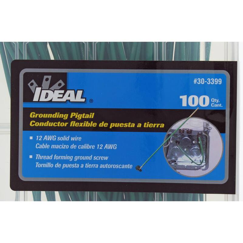 IDEAL 8 in. 12 AWG 1-Wire Solid Stripped Pigtail Loop and Screw, Verde (Paquete de 100) - 30-3399