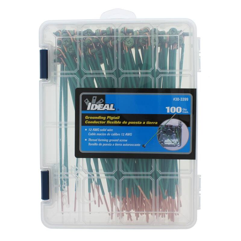 IDEAL 8 in. 12 AWG 1-Wire Solid Stripped Pigtail Loop and Screw, Verde (Paquete de 100) - 30-3399