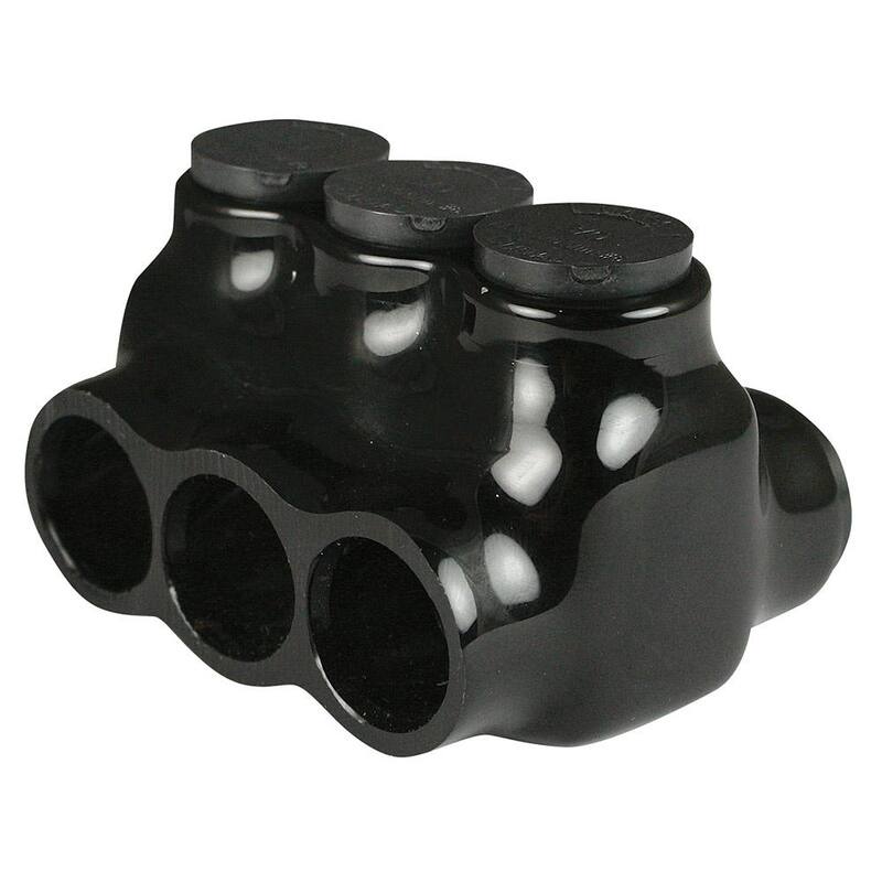 ASI 6 - Conector múltiple de 3 puertos de 3/0 AWG 600 voltios, entrada aislada de doble lado, negro - AICD3-0-3