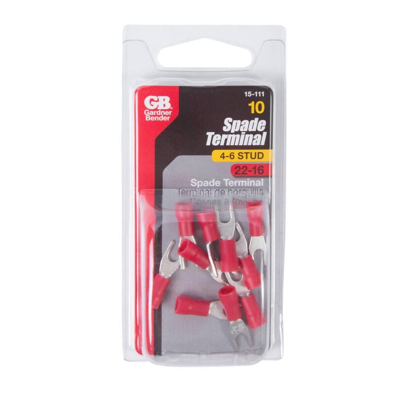 Terminal de lengüeta para perno de 4 a 6 AWG de Gardner Bender, vinilo rojo (paquete de 10) - 15-111.