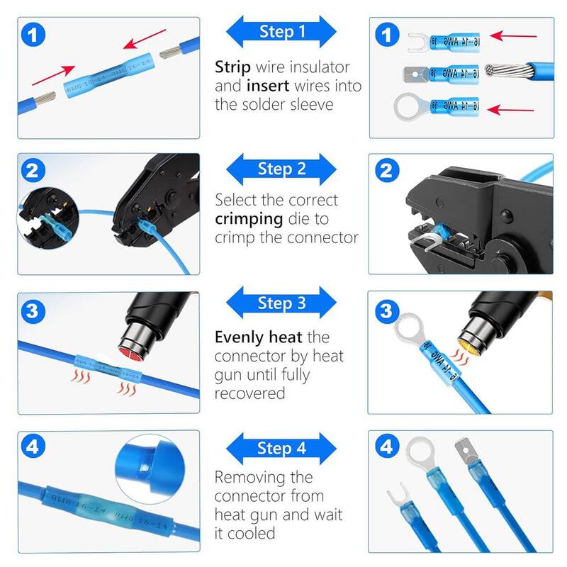 Kit de 320 piezas de conectores termocontraíbles Lukyamzn, terminales de crimpado impermeables para cables, conectores de pala aislados - SA17-227B048.