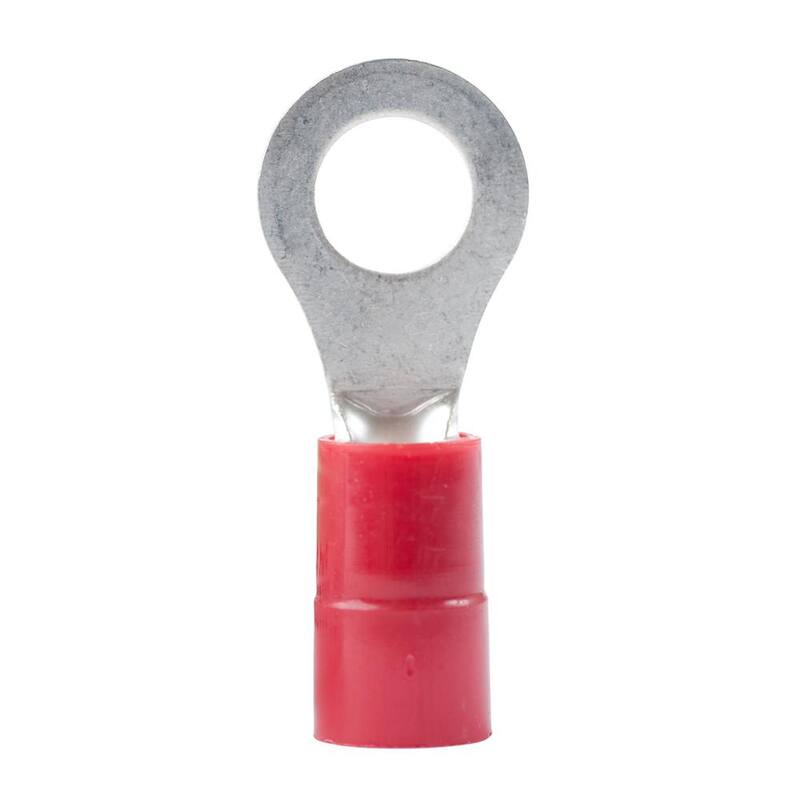 Terminal de anillo de barril aislado con vinilo para chaveta 22-18 AWG y chaveta 8-10, rojo (paquete de 10) - 15-102 de Gardner Bender
