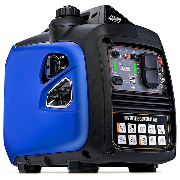 Hike Crew Portable and Inverter Generator, Gasoline, 2,200 W Rated, 2,250 W Surge, Recoil Start, 15/8 A - HCIG2250