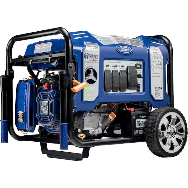 Ford Portable Generator, Gasoline/Liquid Propane, 9,000 W/8,100 W Rated, 11,050 W/10,500 W Surge - FG11050PBECO