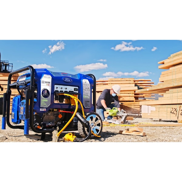Ford Portable Generator, Gasoline/Liquid Propane, 9,000 W/8,100 W Rated, 11,050 W/10,500 W Surge - FG11050PBECO