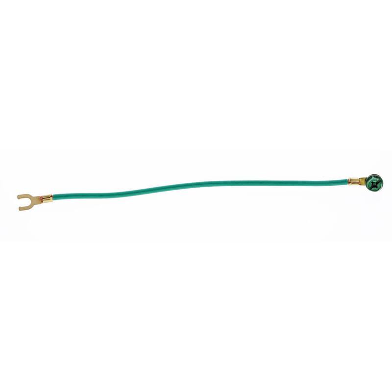 IDEAL 8 pulgadas. Pigtail de toma de tierra de alambre trenzado verde calibre 12 con horquilla #10/ anillo #10 y tornillo (25 por bolsa) - 30-3184