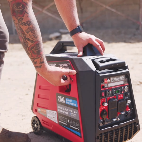 Tomahawk Power Inverter Generator, 3800W Rated, 4500W Surge, Electric, Remote, Manual Start, 120V, 20A/30A A - TG4500iEFI