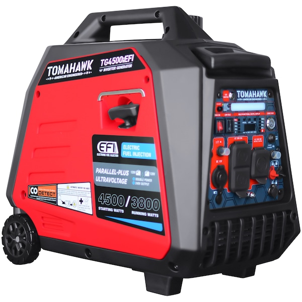 Tomahawk Power Inverter Generator, 3800W Rated, 4500W Surge, Electric, Remote, Manual Start, 120V, 20A/30A A - TG4500iEFI