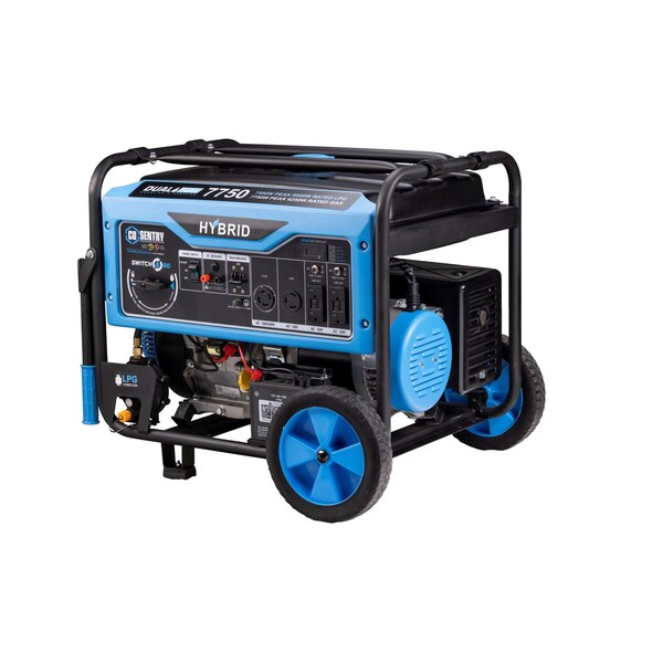 Pulsar Portable Generator, Gasoline/Liquid Propane, 6,250 W/6,000 W Rated, 7,750 W/7,500 W Surge, 52 A - PG7750BCO