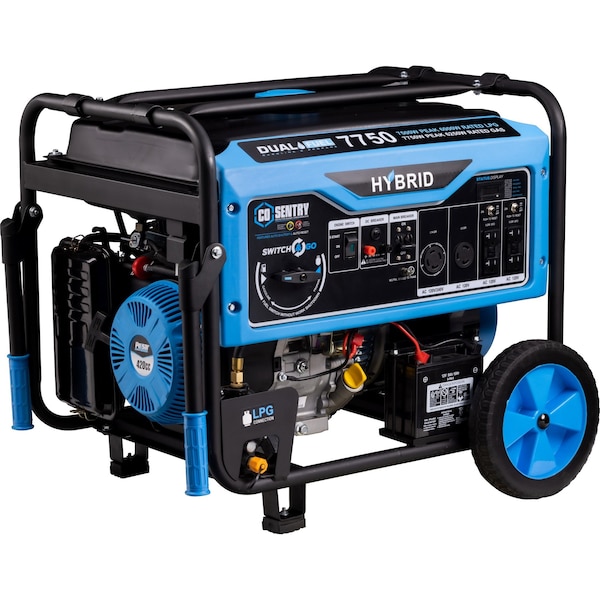 Pulsar Portable Generator, Gasoline/Liquid Propane, 6,250 W/6,000 W Rated, 7,750 W/7,500 W Surge, 52 A - PG7750BCO