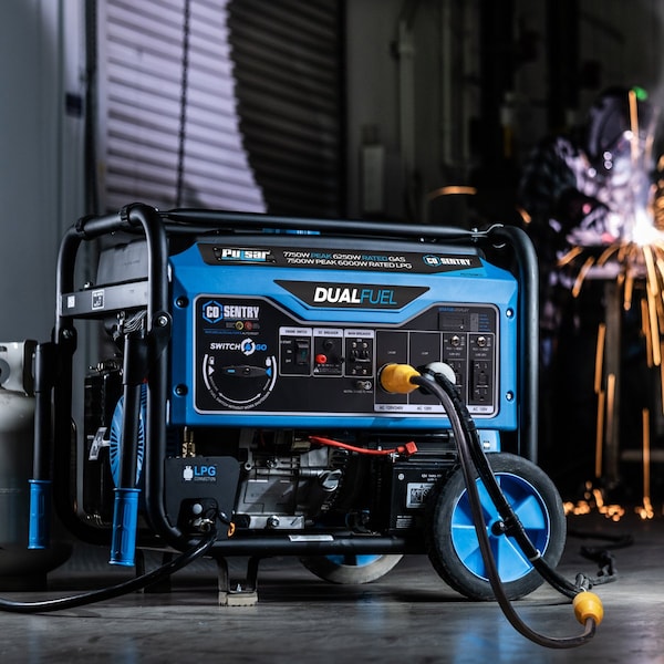 Pulsar Portable Generator, Gasoline/Liquid Propane, 6,250 W/6,000 W Rated, 7,750 W/7,500 W Surge, 52 A - PG7750BCO
