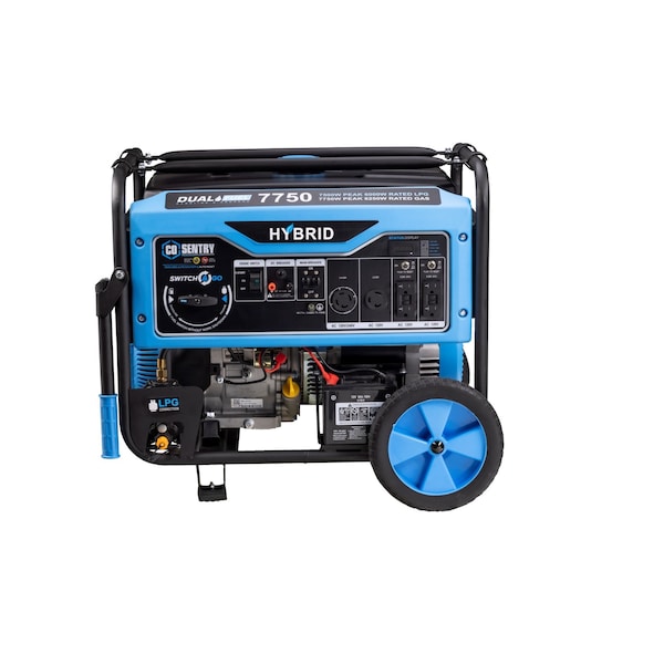 Pulsar Portable Generator, Gasoline/Liquid Propane, 6,250 W/6,000 W Rated, 7,750 W/7,500 W Surge, 52 A - PG7750BCO