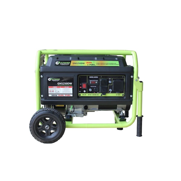 Green-Power 5250-4750W Dual Fuel Gasoline & Propane Powered Portable Generator with 223cc Professional Engine - GR135002
