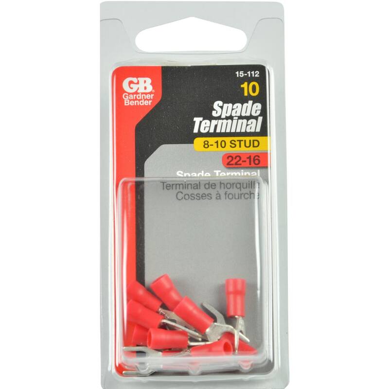 Gardner Bender 22-16 AWG Tamaño de terminales de horquilla de espada de 8-10, vinilo rojo (paquete de 10) - 15-112