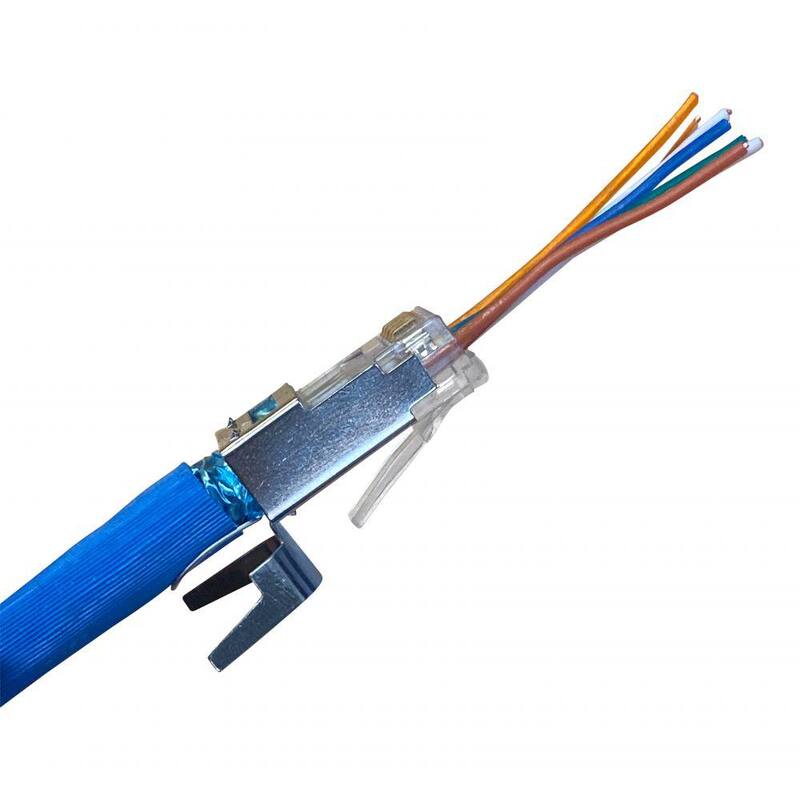 Klein Tools Pasar-Thru Modular Data Plugs, RJ45-CAT6A, Blindados (STP), (Paquete de 50) - VDV826-705