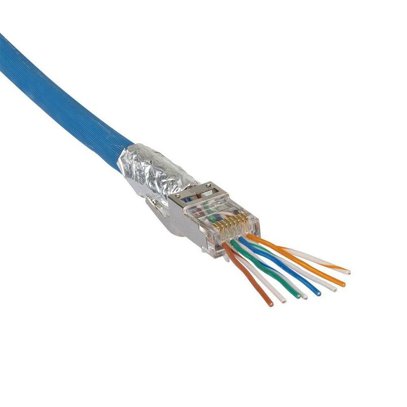 Klein Tools Pasar-Thru Modular Data Plugs, RJ45-CAT6A, Blindados (STP), (Paquete de 50) - VDV826-705