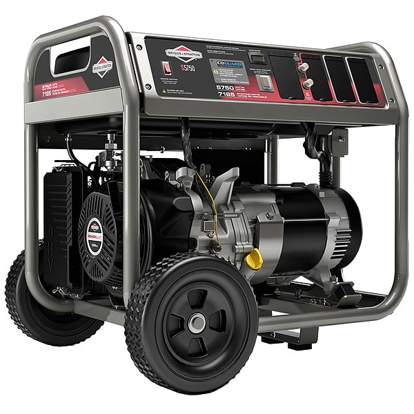 Briggs & Stratton Portable Generator, Gasoline, 5,750 W Rated, 7,185 W Surge, Recoil Start, 120/240V AC, 45.8/22.9 A - 30738