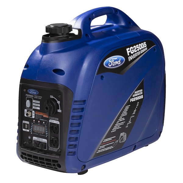 Ford Portable and Inverter Generator, Gasoline, 2,200 W Rated, 2,500 W Surge, Recoil Start, 18 A - FG2500IS