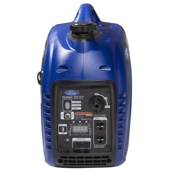 Ford Portable and Inverter Generator, Gasoline, 2,200 W Rated, 2,500 W Surge, Recoil Start, 18 A - FG2500IS