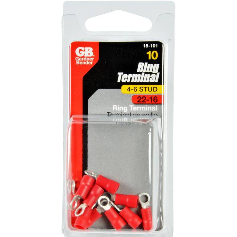 Anillo Terminal de Estudio 4-6 AWG 22-16 de Gardner Bender, Vinil Rojo (paquete de 10) - 15-101