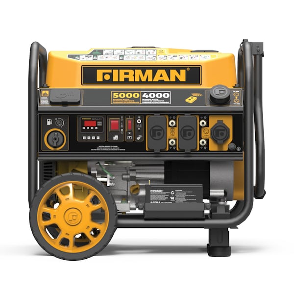 Firman Portable Generator, Gasoline, 5,000 W Rated, 4,000 W Surge, Electric, Recoil Start, 120V AC, 30/20 A - P04001