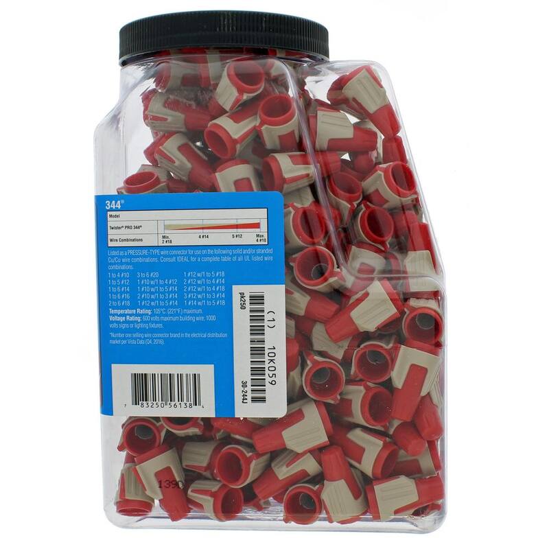 IDEAL 344 Conector de Alambre Twister PRO Rojo/Beige (paquete de 250) - 30-244J