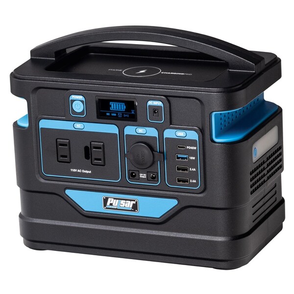 Pulsar Portable Generator, 500 W Surge, 120V AC/12V DC, 10 A - PPS500