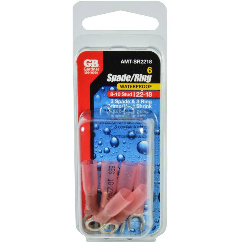 Gardner Bender 22-18 AWG 8-10 Terminal de anillo espada para pernos, rojo (paquete de 6) - AMT-SR2218