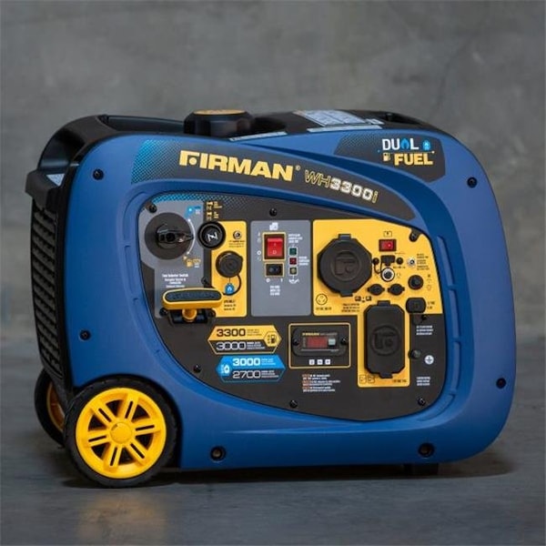 Firman Portable and Inverter Generator, Gasoline/Liquid Propane, 3,000 W/2,700 W Rated, Recoil Start - FIR-WH03041