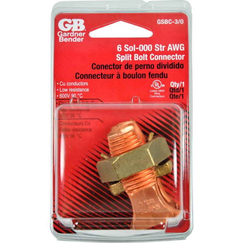 Gardner Bender Conector de perno dividido de cobre 3/0 AWG (Paquete de 1) - Estuche de 10 - GSBC-3/0