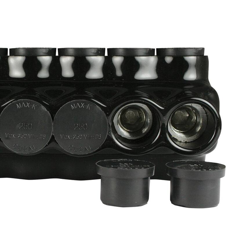 Conector de derivación múltiple de 3 puertos aislado de doble cara, negro, 6 AWG - 250 MCM, 600 voltios - AICD250-3
