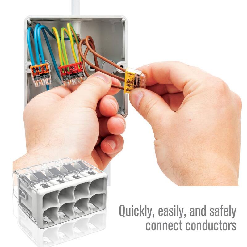 Serie WAGO 2773 Conector de cable de inserción de 8 puertos para cajas de empalme, con cubierta gris claro, (paquete de 5) - 27730408/996005
