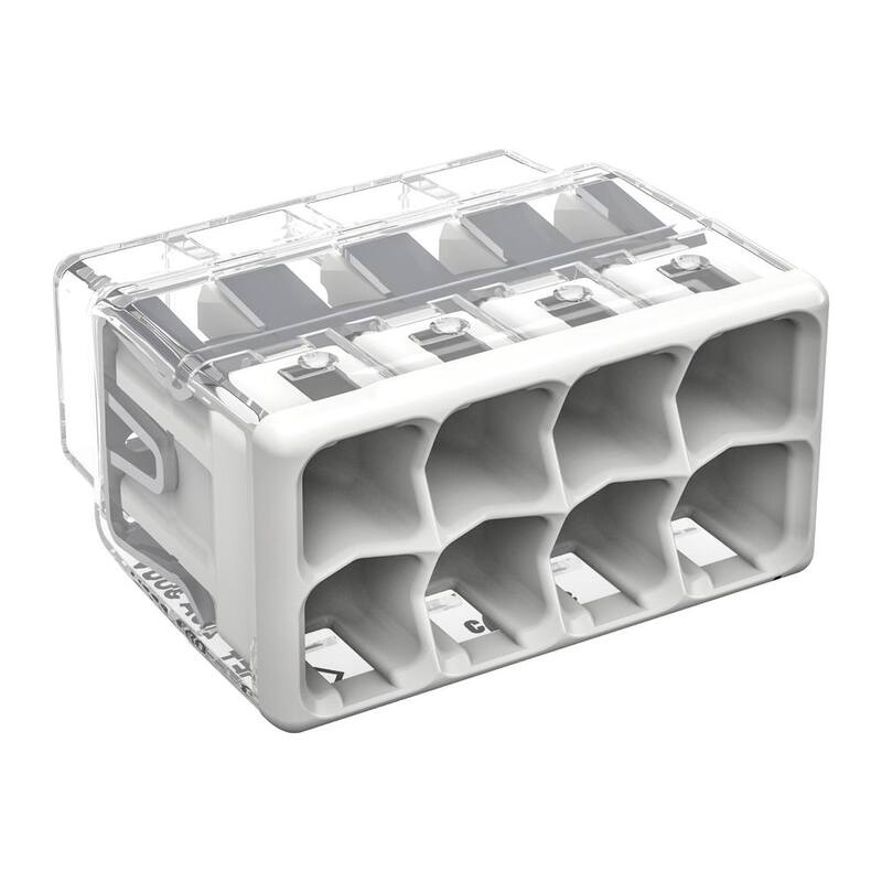 Serie WAGO 2773 Conector de cable de inserción de 8 puertos para cajas de empalme, con cubierta gris claro, (paquete de 5) - 27730408/996005