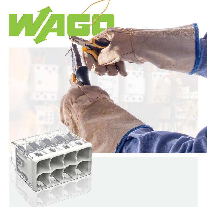 Serie WAGO 2773 Conector de cable de inserción de 8 puertos para cajas de empalme, con cubierta gris claro, (paquete de 5) - 27730408/996005