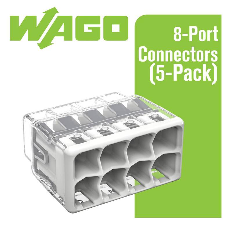 Serie WAGO 2773 Conector de cable de inserción de 8 puertos para cajas de empalme, con cubierta gris claro, (paquete de 5) - 27730408/996005