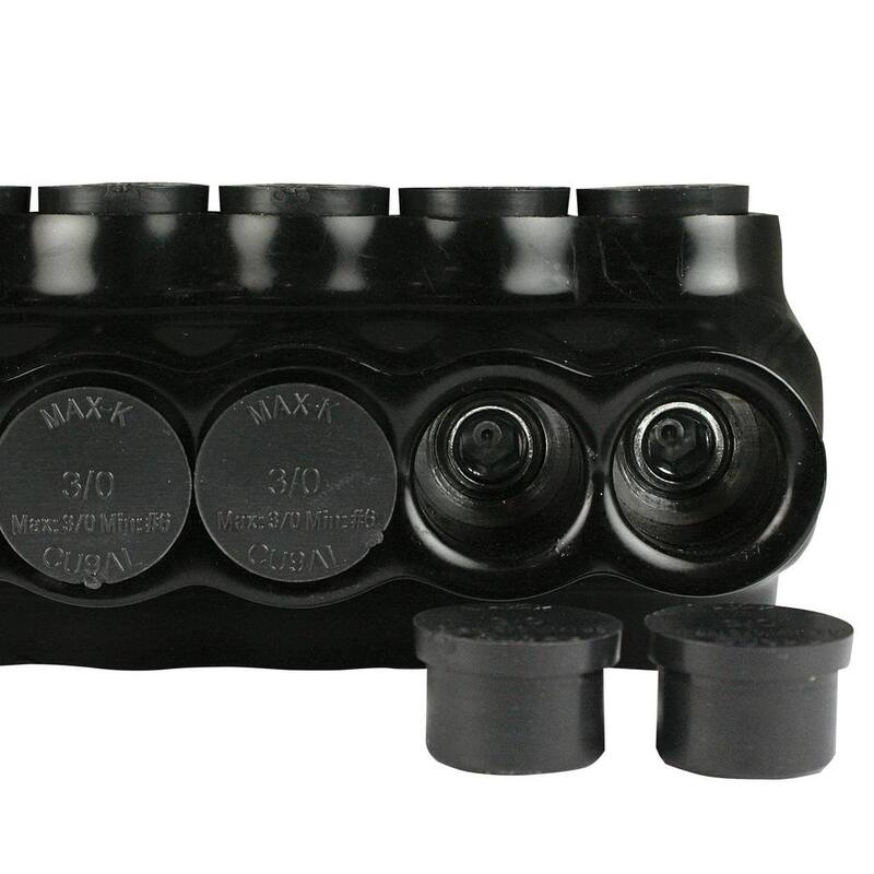 Conector de derivación múltiple ASI 6 - 3/0 AWG, entrada aislada de un solo lado, negro, 6 puertos, 600 voltios, UL 486, (paquete de 1) - AICS3-0-6