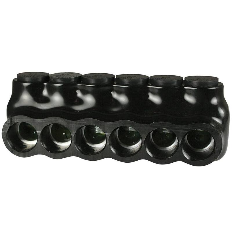 Conector de derivación múltiple ASI 6 - 3/0 AWG, entrada aislada de un solo lado, negro, 6 puertos, 600 voltios, UL 486, (paquete de 1) - AICS3-0-6