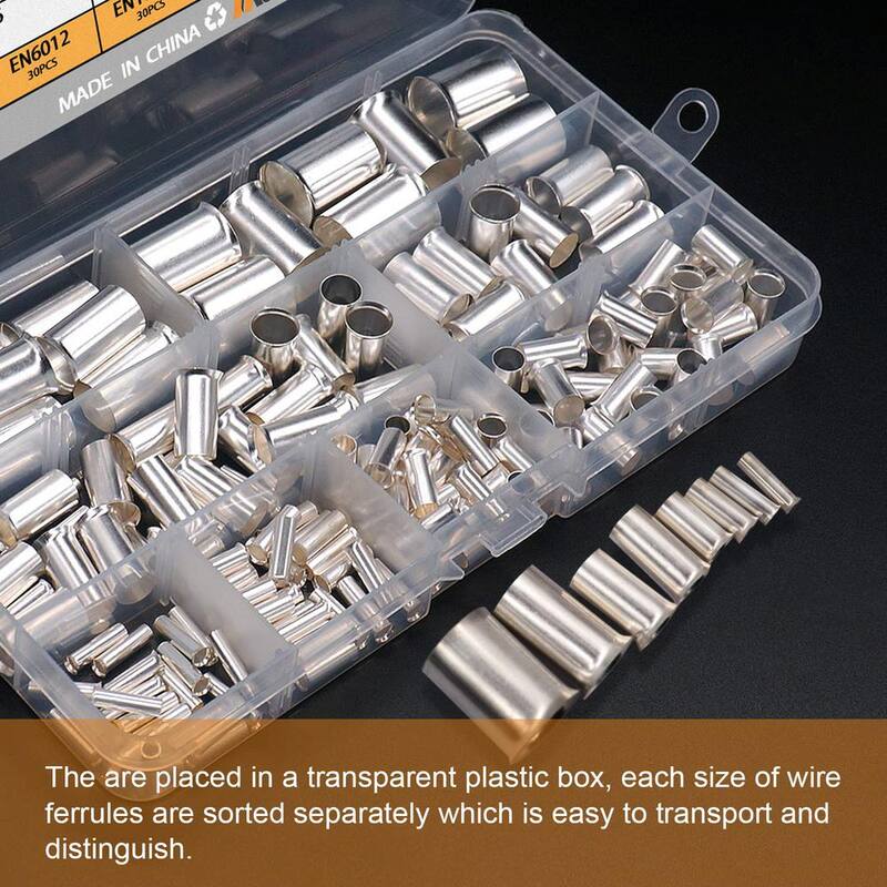 Etokfoks 166 piezas de kits de manguitos de alambre de cobre plateado terminal de crimpado conector 8 tamaños AWG (1/0 2/0 2 4 6 8 10 12) - MLSA04-3LT093.