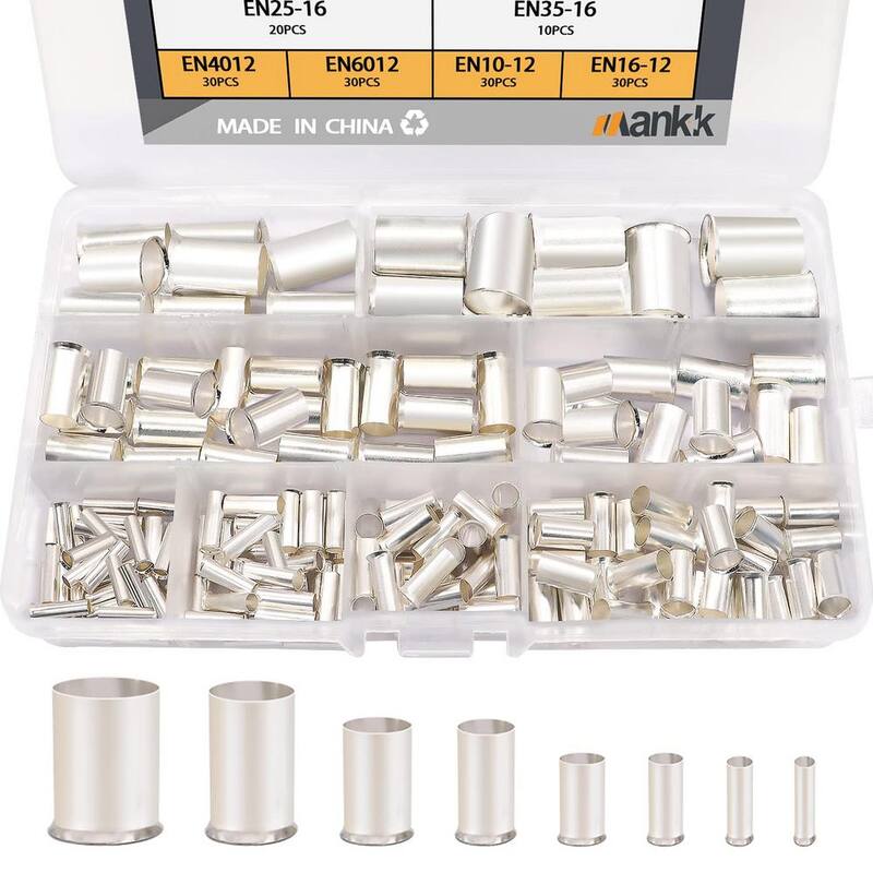 Etokfoks 166 piezas de kits de manguitos de alambre de cobre plateado terminal de crimpado conector 8 tamaños AWG (1/0 2/0 2 4 6 8 10 12) - MLSA04-3LT093.