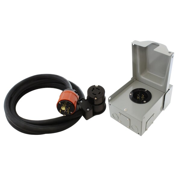 Ac Works Generator Emergency Power Kit with L14-20 Inlet Box and 25ft Cord - EPL1420KIT-025