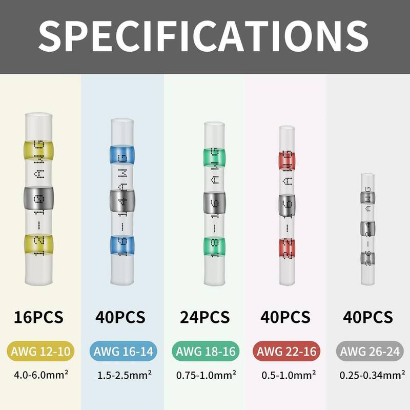 Etokfoks - Kit de 160 piezas de conectores de cables sellados por soldadura, conectores eléctricos termocontraíbles, terminales de conexión impermeables - MLPH005LT234.